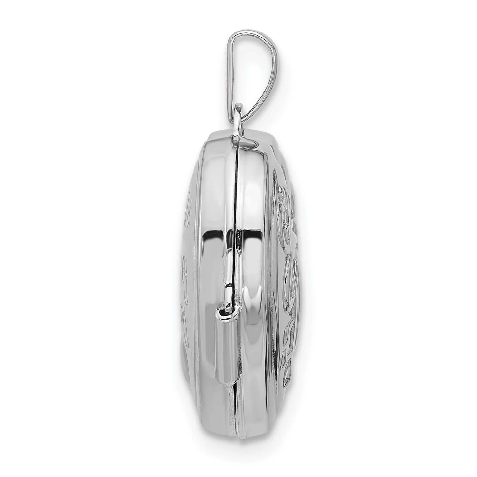 SS Rhod-plated Polished 18mm Key to my Heart Reversible Heart Locket Secondary image