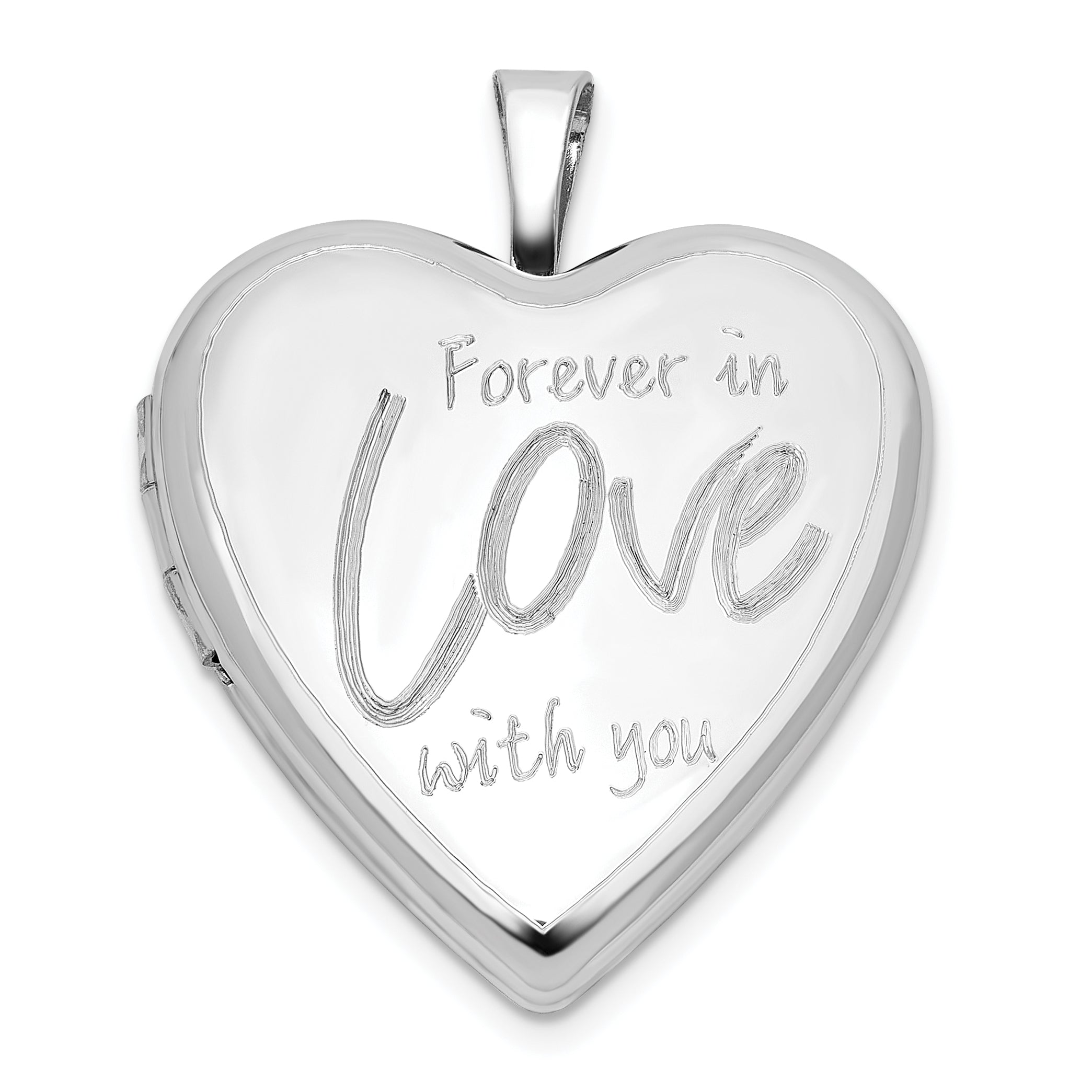Sterling Silver RH-plated FOREVER IN LOVE WITH YOU 20mm Heart Locket Main image