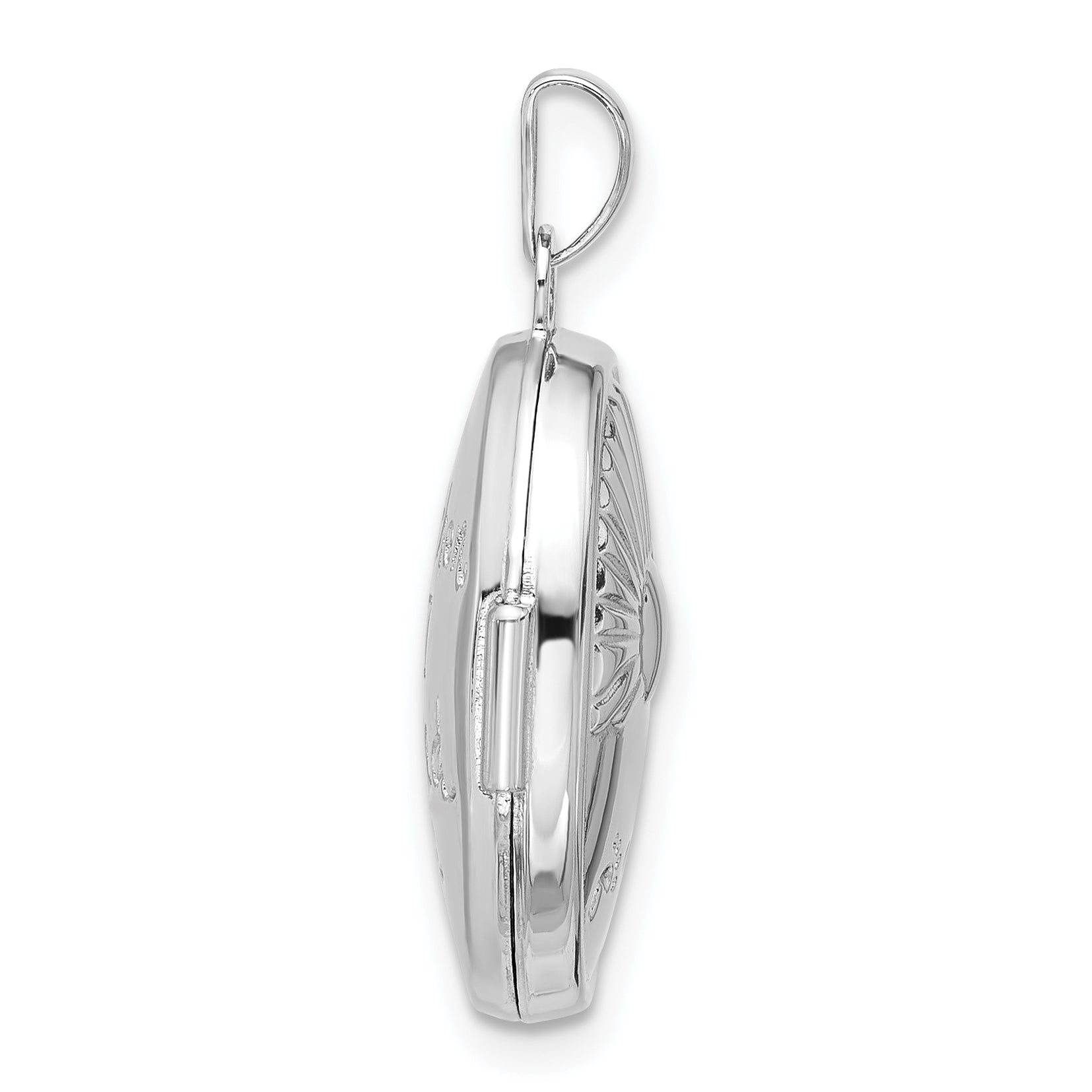 Sterling Silver Rhod-Plated 19x15mm Foot Prints Reversible Oval Locket Secondary image