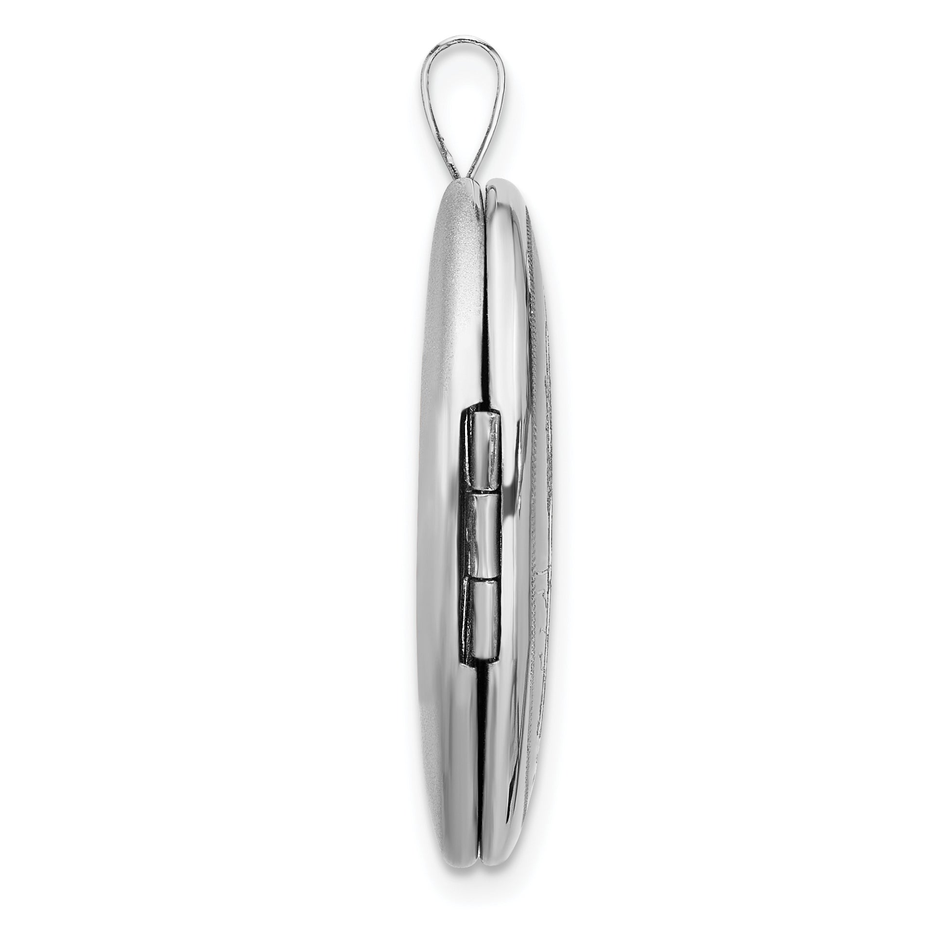 Sterling Silver RH-plated Satin/Polished St. Christopher 26mm Oval Locket Secondary image