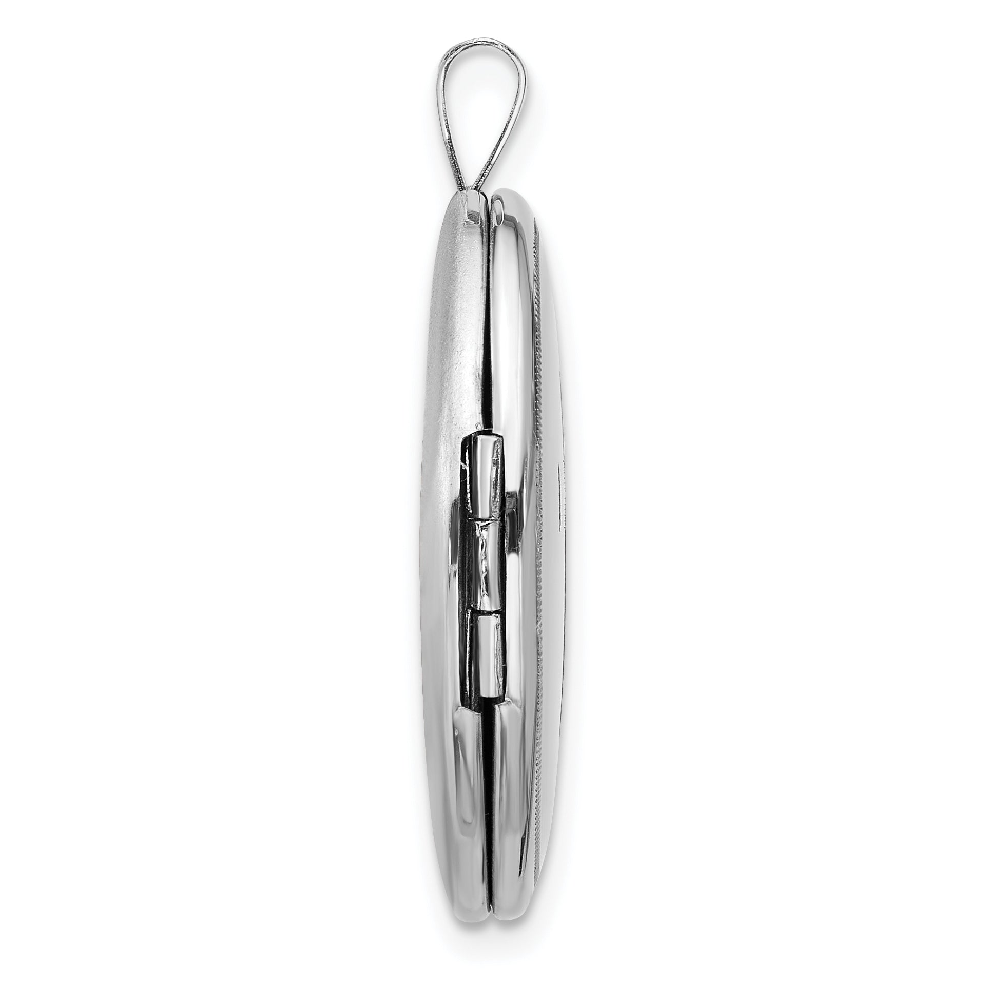 Sterling Silver Rhodium-plated Cross 26mm Oval Locket Secondary image