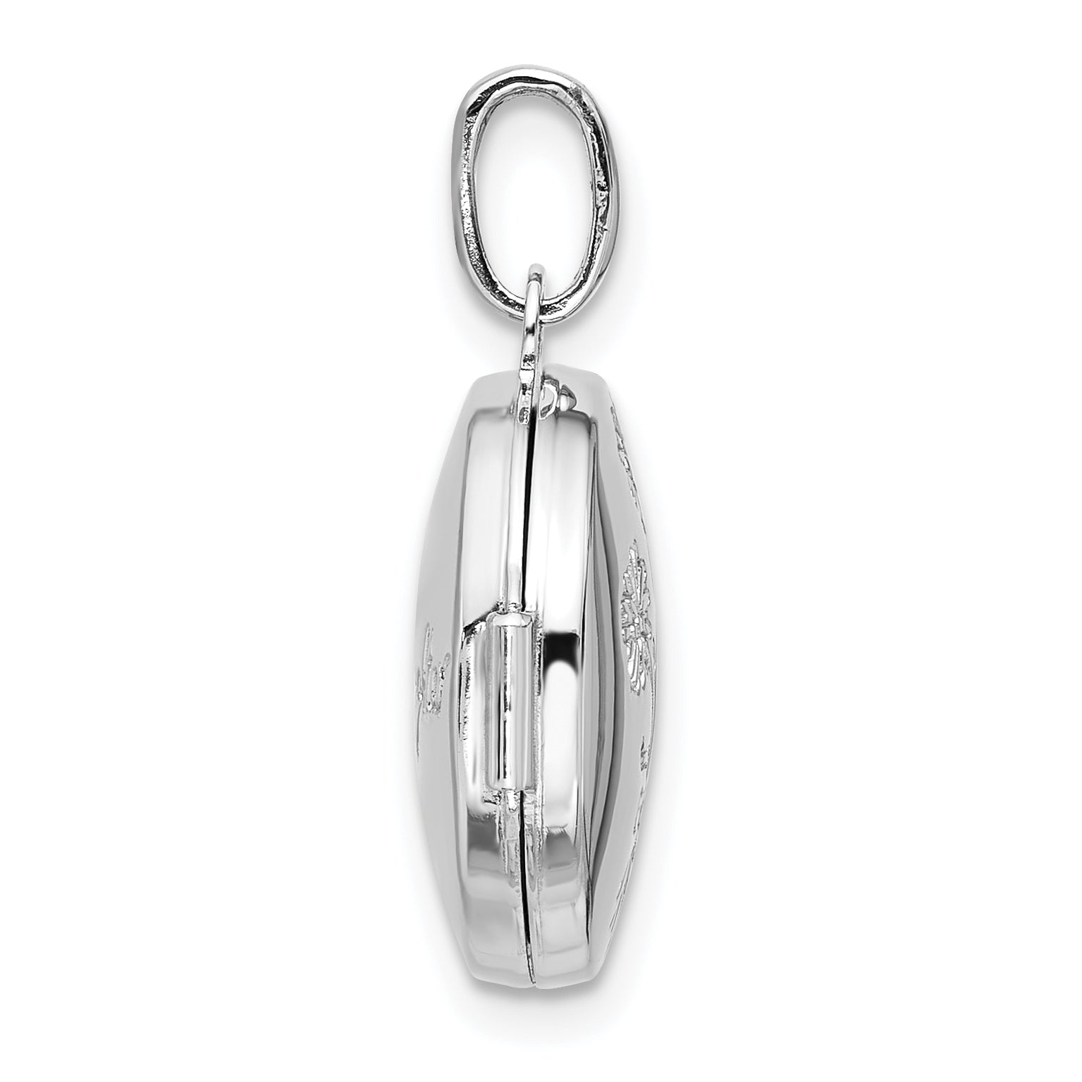Sterling Silver Rhodium-Plated Floral 16mm Granddaughter Reversible Round Locket Secondary image