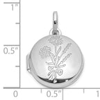 Sterling Silver Rhodium-Plated Floral 16mm Granddaughter Reversible Round Locket