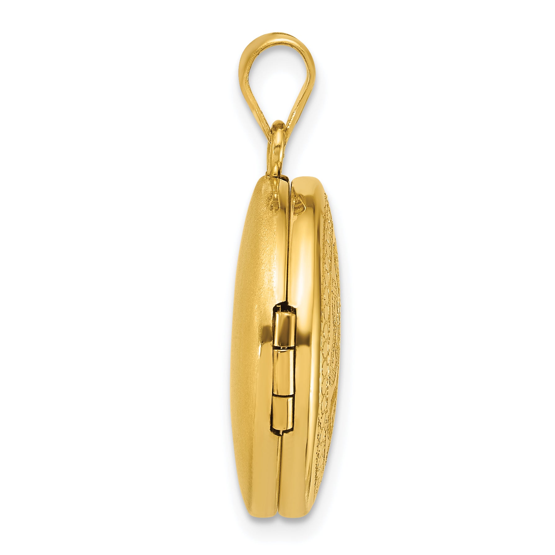 Sterling Silver Gold-plated Polished Front/Brushed Back Celtic Trinity 20mm Round Locket Secondary image