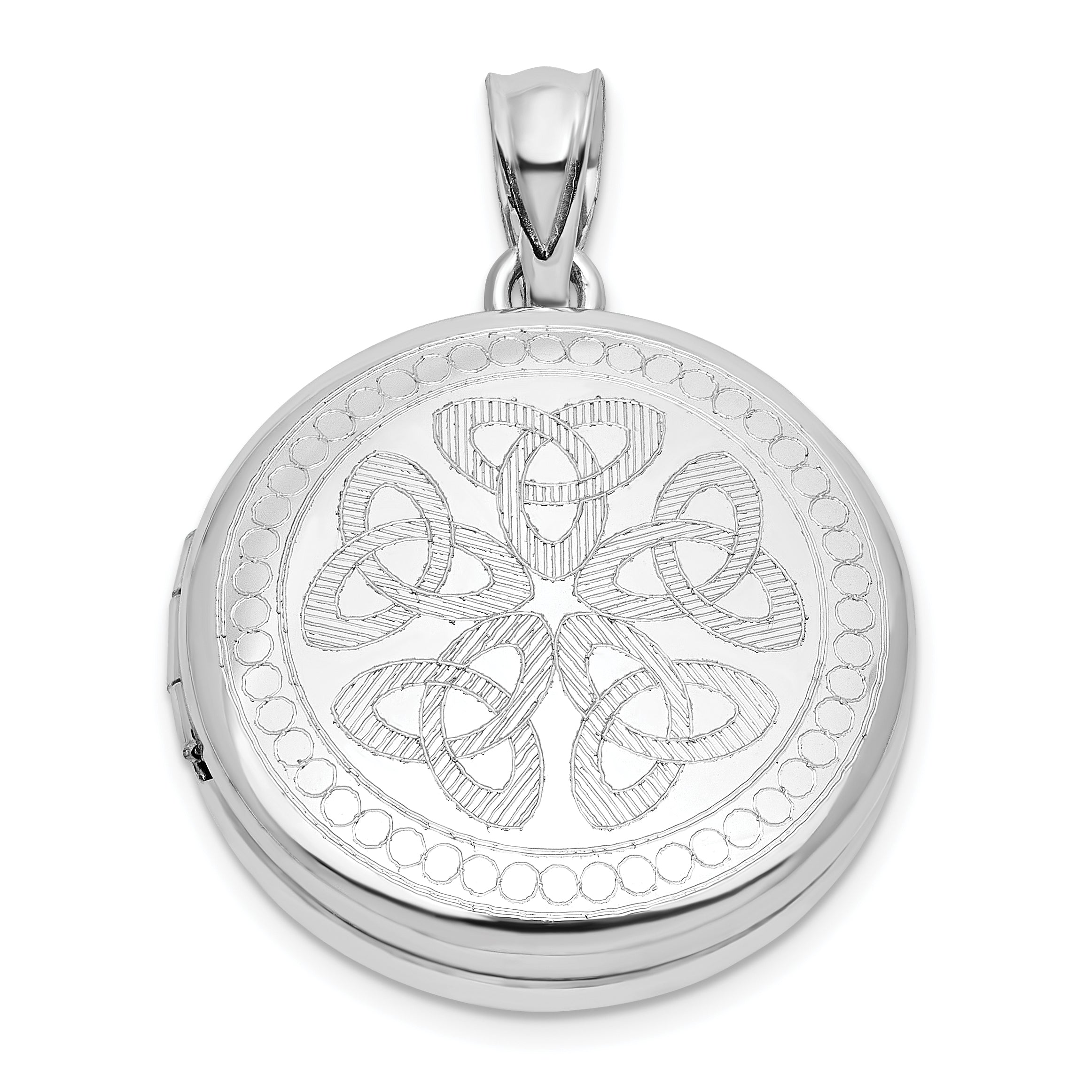 Sterling Silver Rhodium-plated Celtic Knots 20mm Round Locket Main image