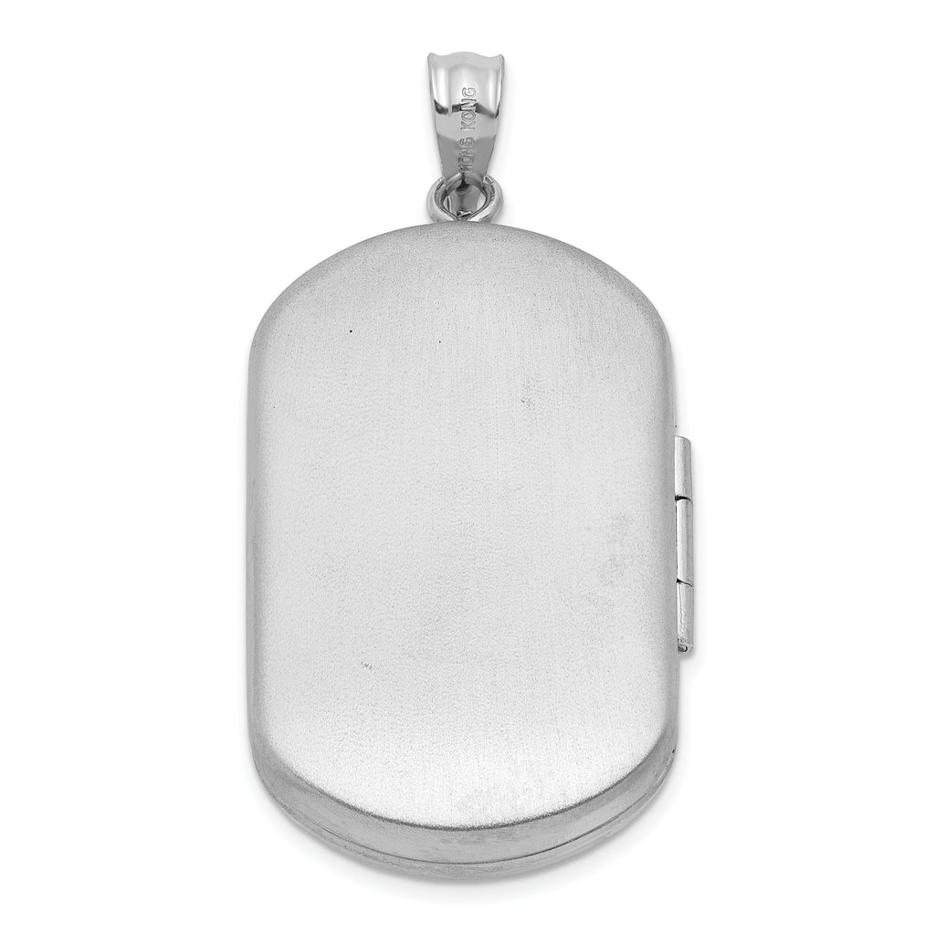 Sterling Silver Rh-plated Satin/Polished Epoxy Flag 30x19mm Locket