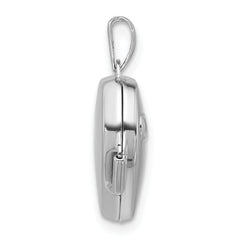 Sterling Silver Rhodium-plated Half Point Diamond Infinity 15mm Heart Locket