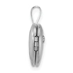 Sterling Silver Rhodium-plated Brushed And Polished 1/20 carat Diamond 12mm Heart Locket