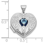 Sterling Silver Rhodium-plated Blue Topaz December Birthstone 18mm Heart Locket