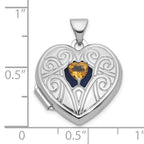 Sterling Silver Rhodium-plated Citrine November Birthstone Heart 18mm Locket