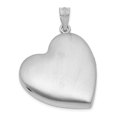 Sterling Silver Rhodium-plated Brushed And Polished 1/20 carat Diamond Foot Prints 24mm Heart Locket