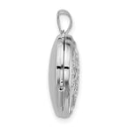 Sterling Silver Rhodium-plated Open Cross with Blue Fabric Interior 18mm Heart Locket