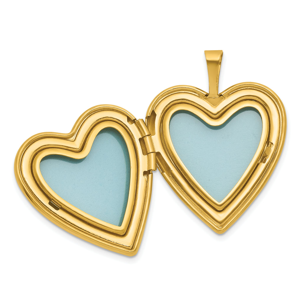 Sterling Silver Gold-plated Polished Front/Brushed Back Pink Angel Resin Cameo 20mm Heart Locket