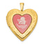 Sterling Silver Gold-plated Polished Front/Brushed Back Pink Angel Resin Cameo 20mm Heart Locket