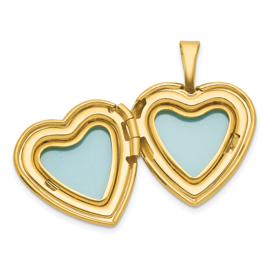 Sterling Silver Gold-plated Polished Front/Brushed Back Engraved Cross 16mm Heart Locket