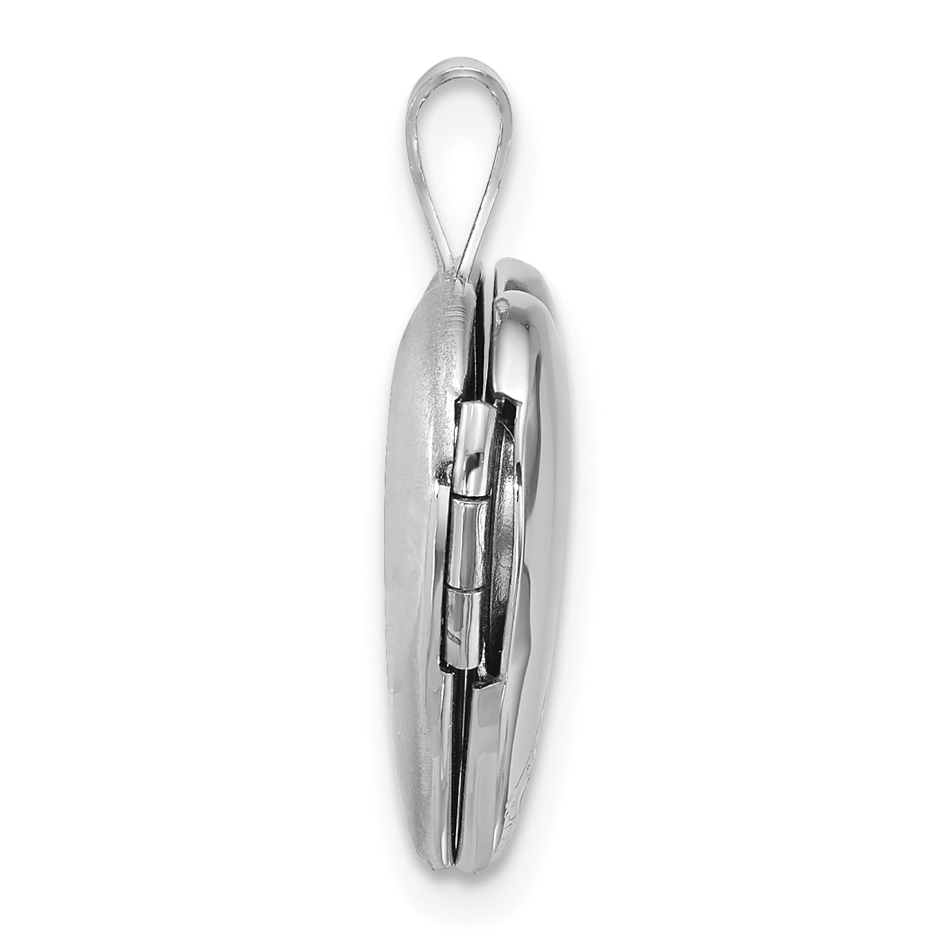 Sterling Silver Rhodium-plated Polished Front/Brushed Back with Curved Dot Design 16mm Heart Locket Secondary image