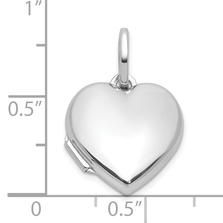Sterling Silver Rhodium-plated Polished Reversible 15mm Heart Locket