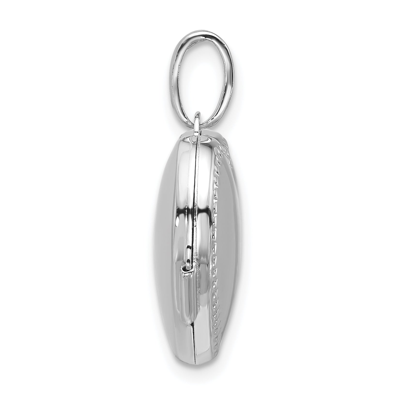 Sterling Silver Rhodium-plated Polished with Beaded Border 18mm Heart Locket