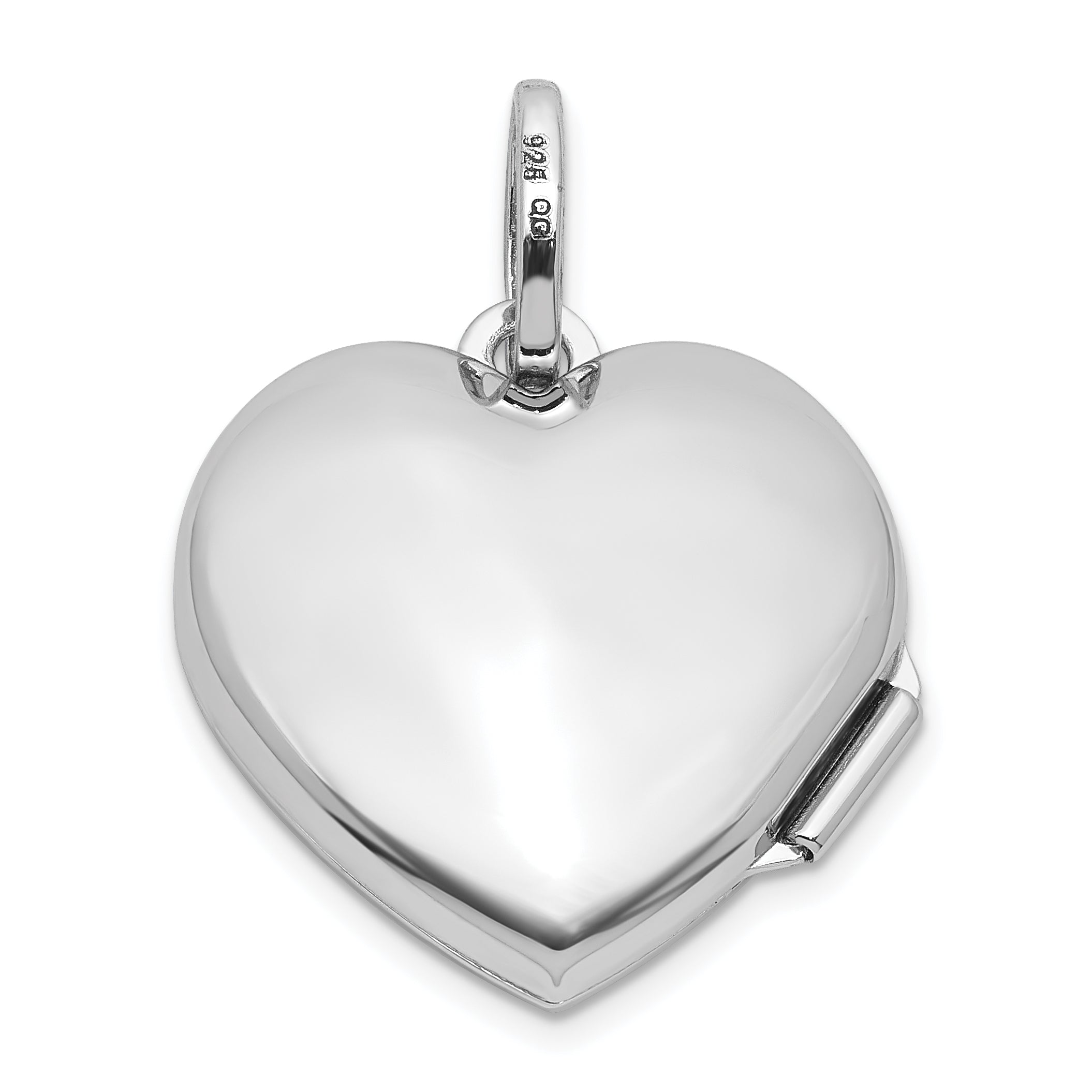 Sterling Silver Rhodium-plated Polished with Beaded Border 18mm Heart Locket