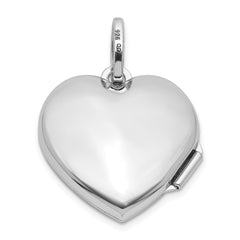 Sterling Silver Rhodium-plated Polished with Beaded Border 18mm Heart Locket