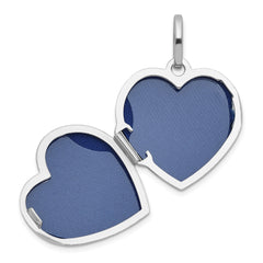 Sterling Silver Rhodium-plated Polished with Beaded Border 18mm Heart Locket