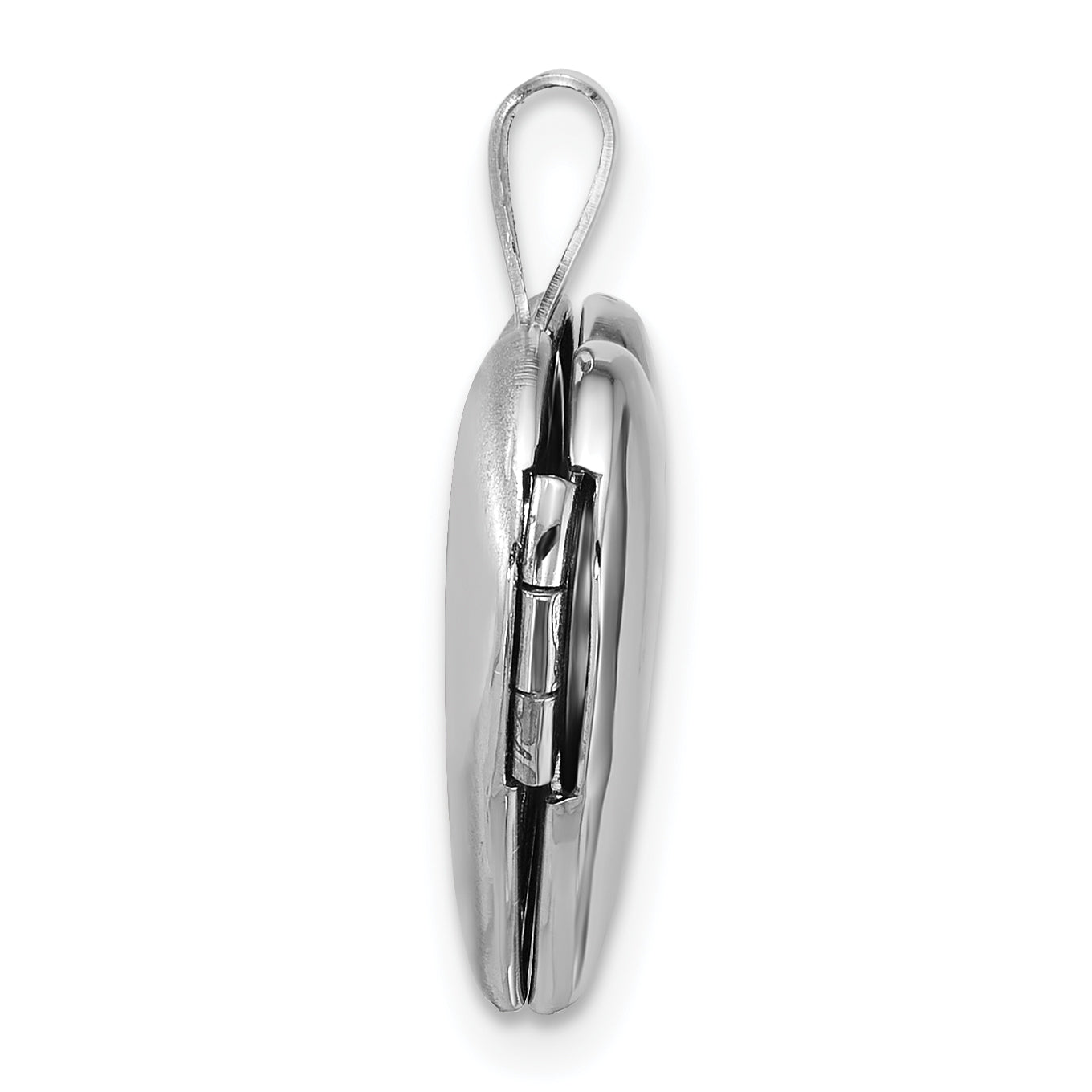 Sterling Silver Rhodium-plated Polished Front/Brushed Back 16mm Heart Locket Secondary image