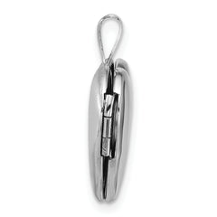 Sterling Silver Rhodium-plated Polished Front/Brushed Back 16mm Heart Locket