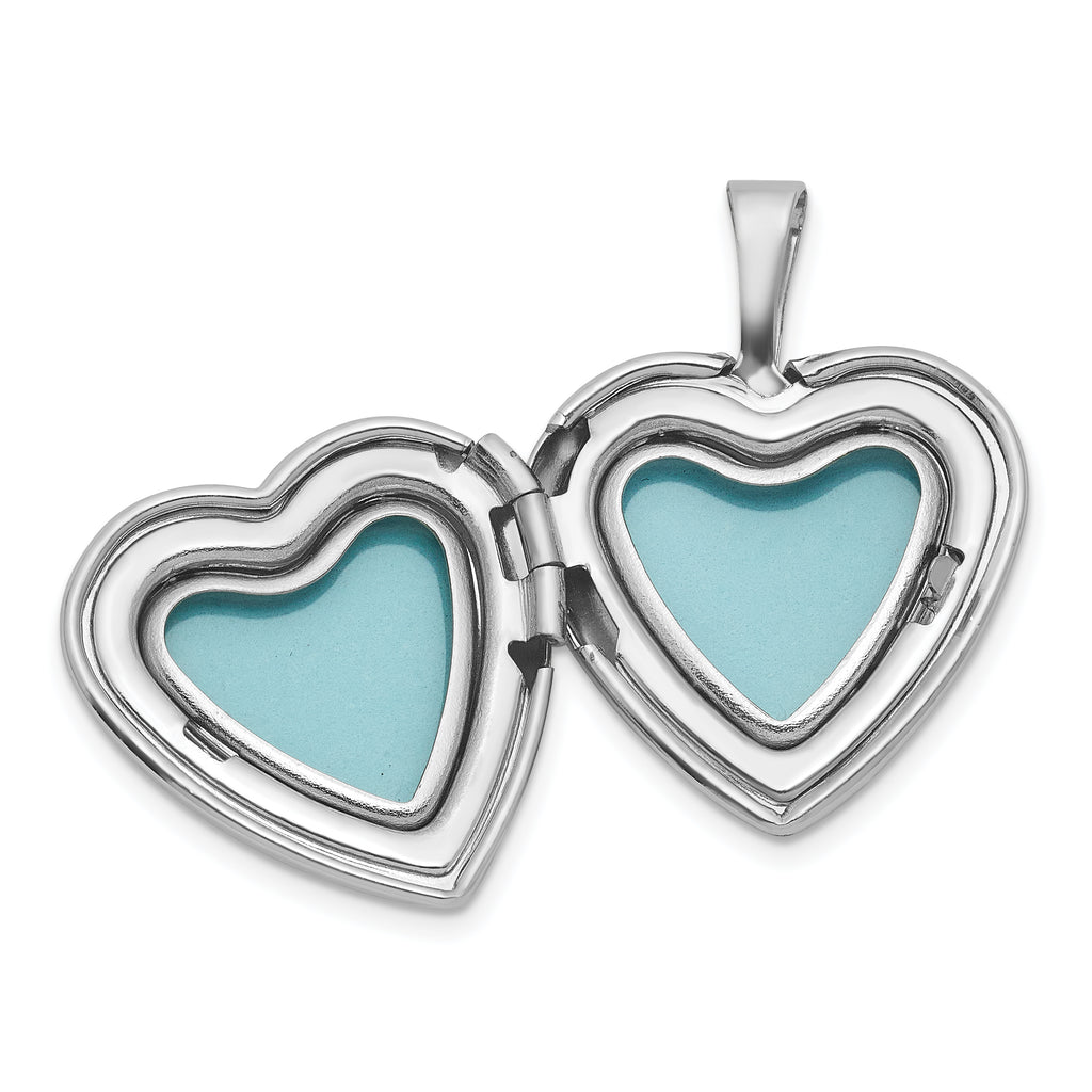 Sterling Silver Rhodium-plated Polished Front/Brushed Back 16mm Heart Locket