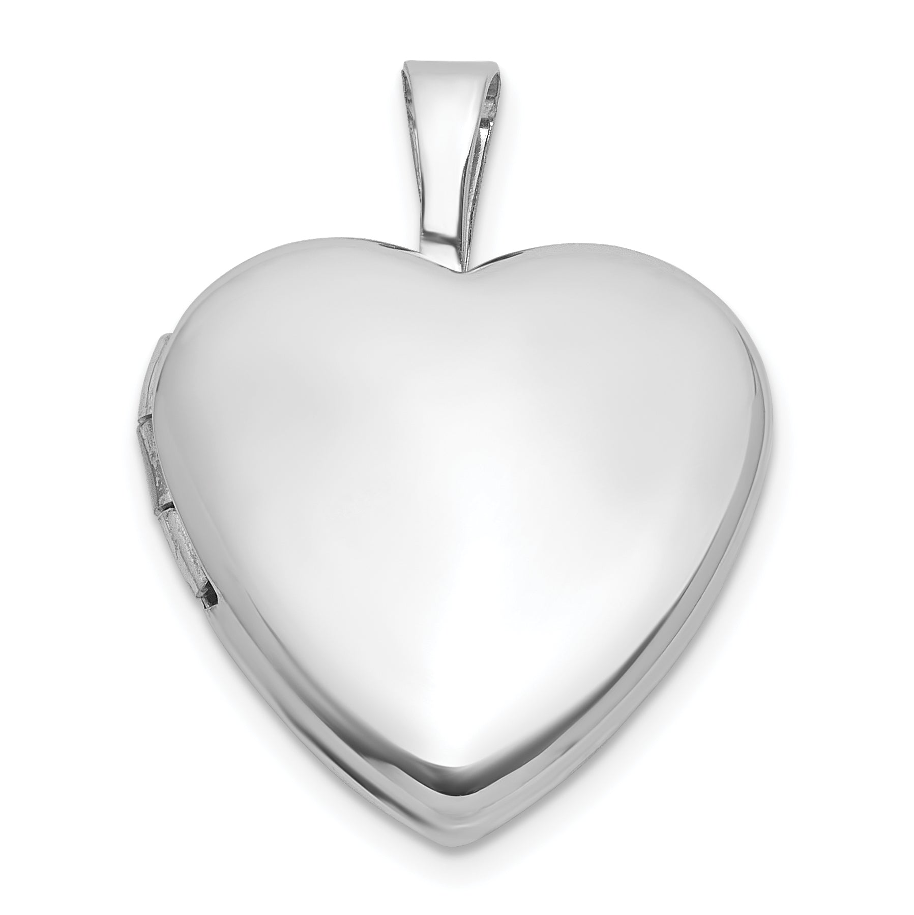 Sterling Silver Rhodium-plated Polished Front/Brushed Back 16mm Heart Locket Main image