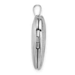 Sterling Silver Rhodium-plated Polished Front/Brushed Back Starburst Pattern 20mm Heart Locket