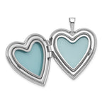 Sterling Silver Rhodium-plated Polished Front/Brushed Back Starburst Pattern 20mm Heart Locket