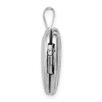 Sterling Silver Rhodium-plated Polished Front/Brushed Back Diamond-cut Twin Hearts 16mm Heart Locket