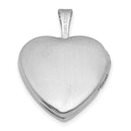 Sterling Silver Rhodium-plated Polished Front/Brushed Back Diamond-cut Twin Hearts 16mm Heart Locket