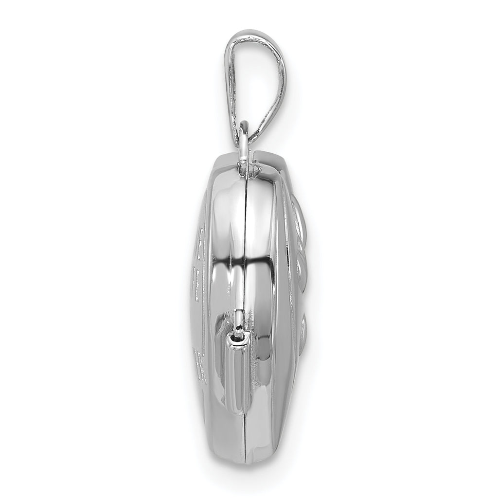 Sterling Silver Rhodium-plated MY LOVE MY LIFE MY FOREVER On Reverse 15mm Heart Locket