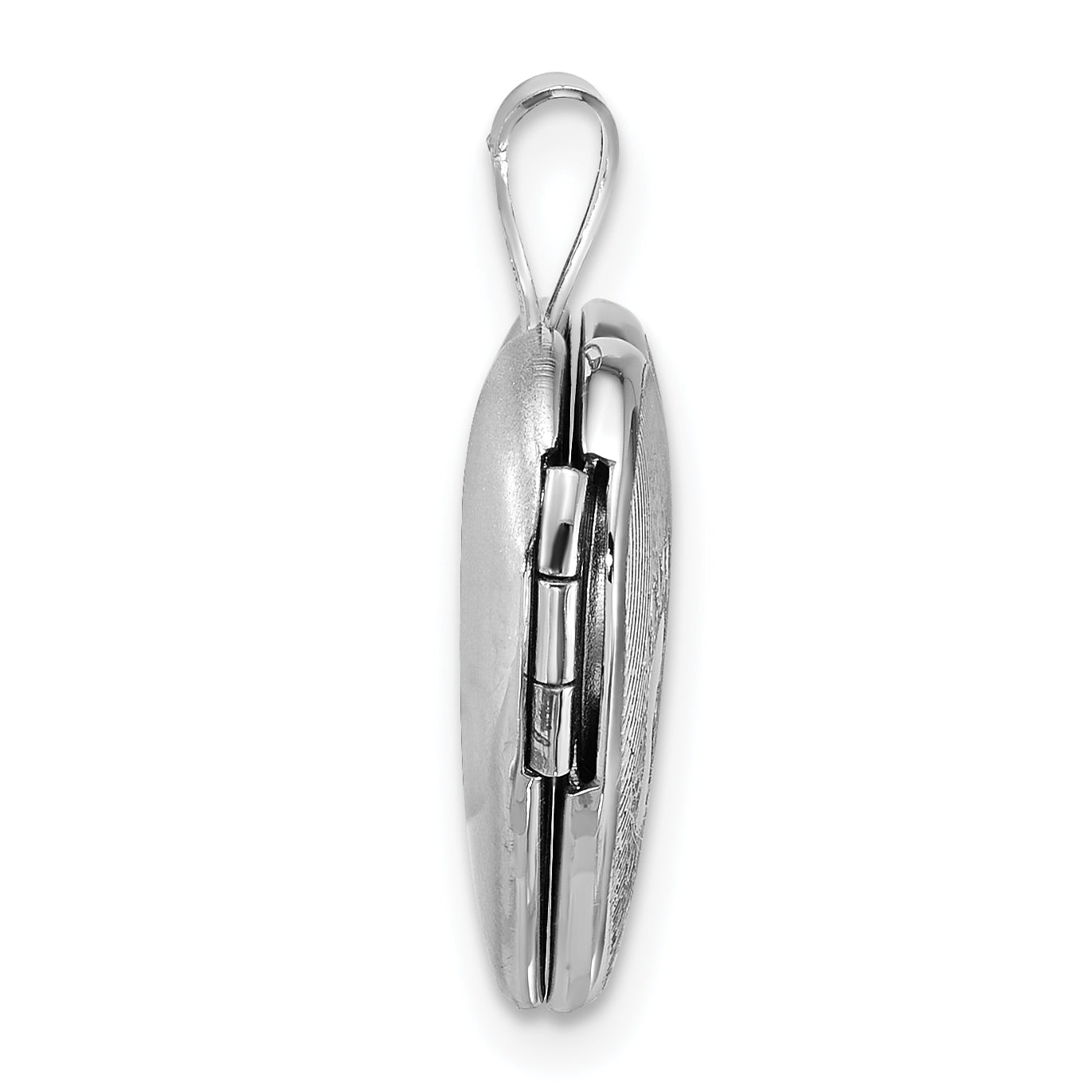 Sterling Silver Rhodium-plated Polished Front/Brushed Back Foot Prints with Star 16mm Heart Locket Secondary image