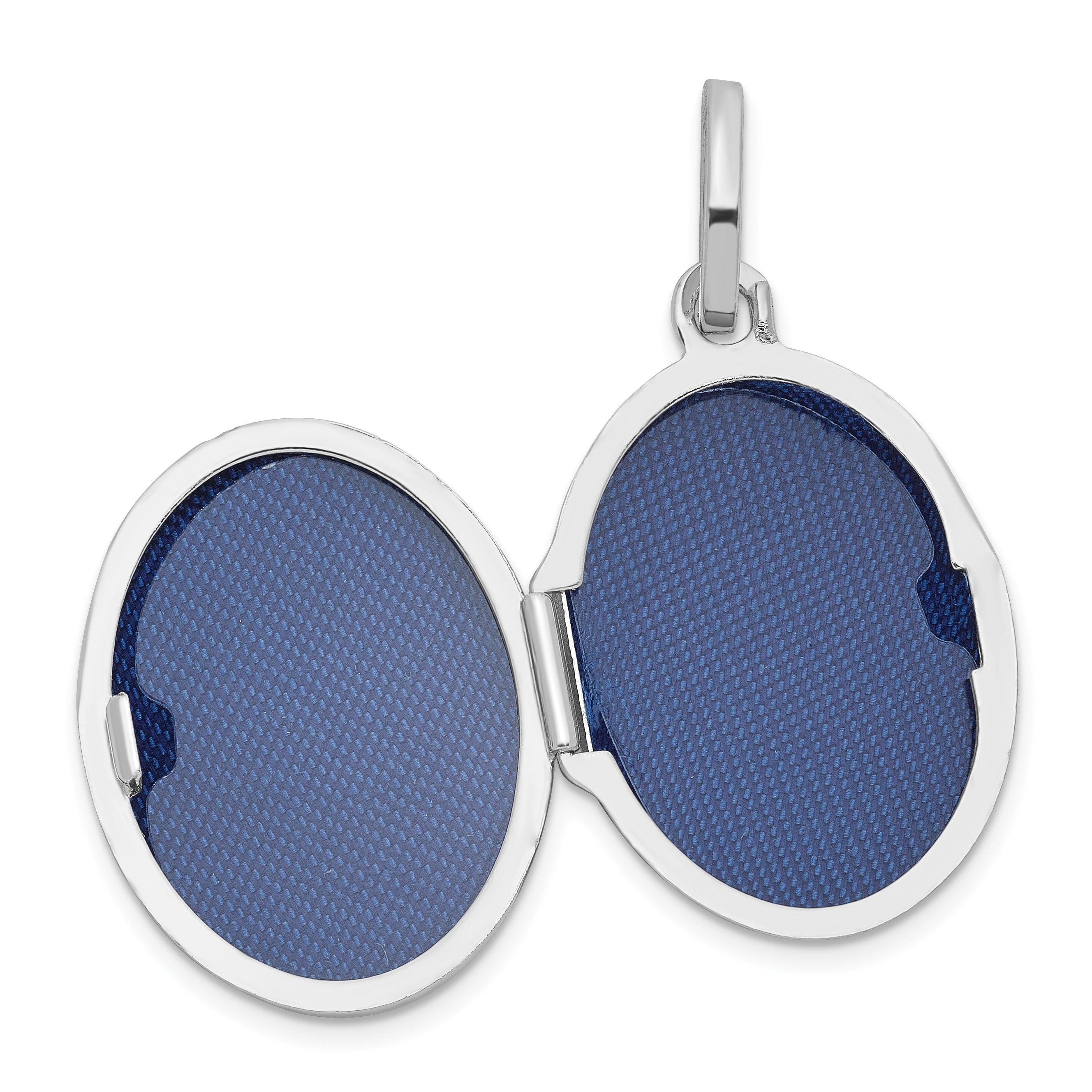 Sterling Silver Rhodium-plated Malachite Cabochon Polished 16.5mm Oval Locket