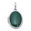 Sterling Silver Rhodium-plated Malachite Cabochon Polished 16.5mm Oval Locket