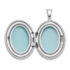 Sterling Silver Rhodium-plated Brushed And Polished 1/20 carat Diamond 16mm Oval Locket