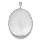 Sterling Silver Rhodium-plated Polished Front/Brushed Back Diamond-cut Floral Design 20mm Oval Locket