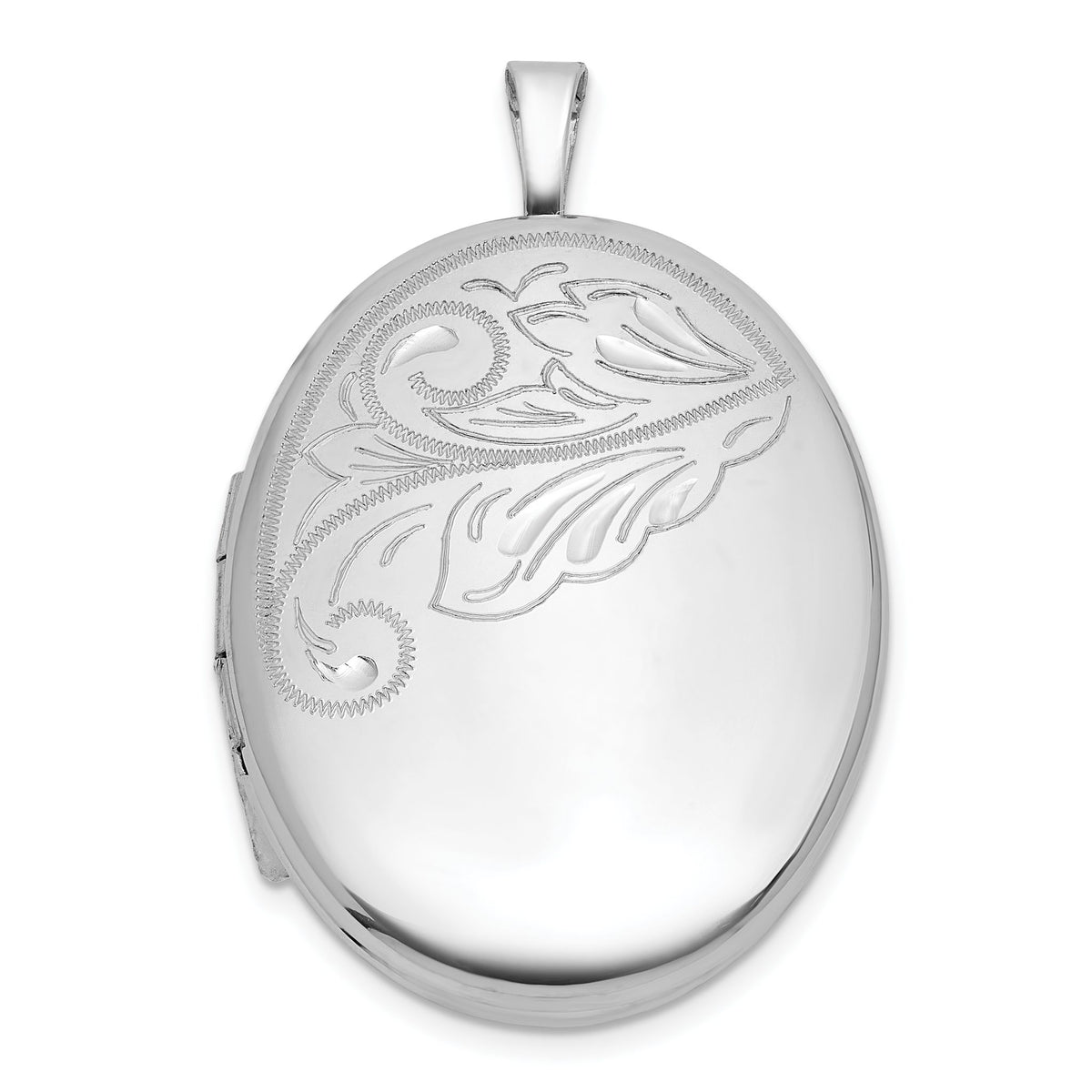 Floral Oval Locket in Sterling Silver, 32mm Diamond-Cut - Sophia Jewelers Main image