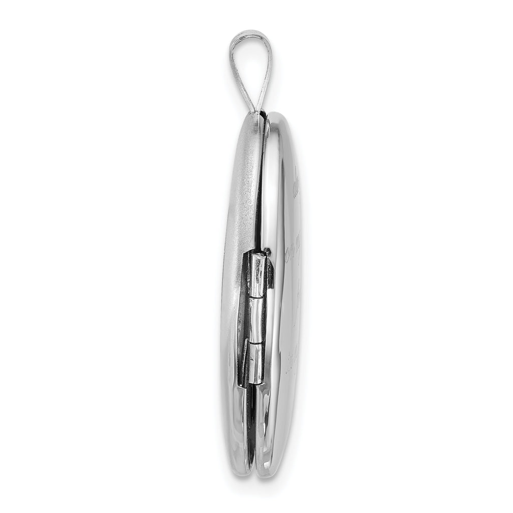 Sterling Silver Rhodium-plated Polished Front/Brushed Back ALWAYS ON MY MIND FOREVER IN MY HEART 20mm Oval Locket