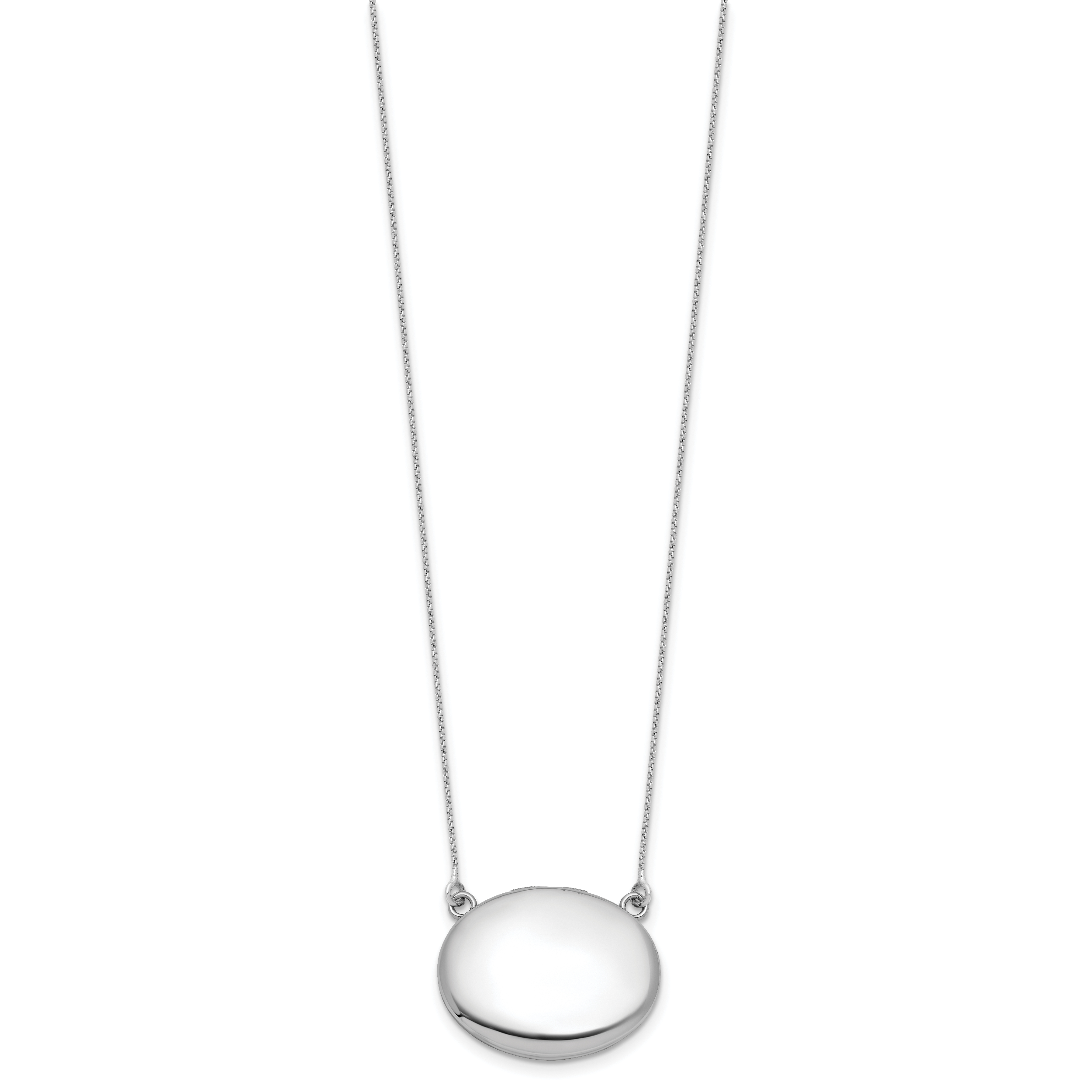 Sterling Silver Rhodium-plated Polished Front/Brushed Back 18.75 inch with 2 inch extension 20mm Oval Locket Necklace