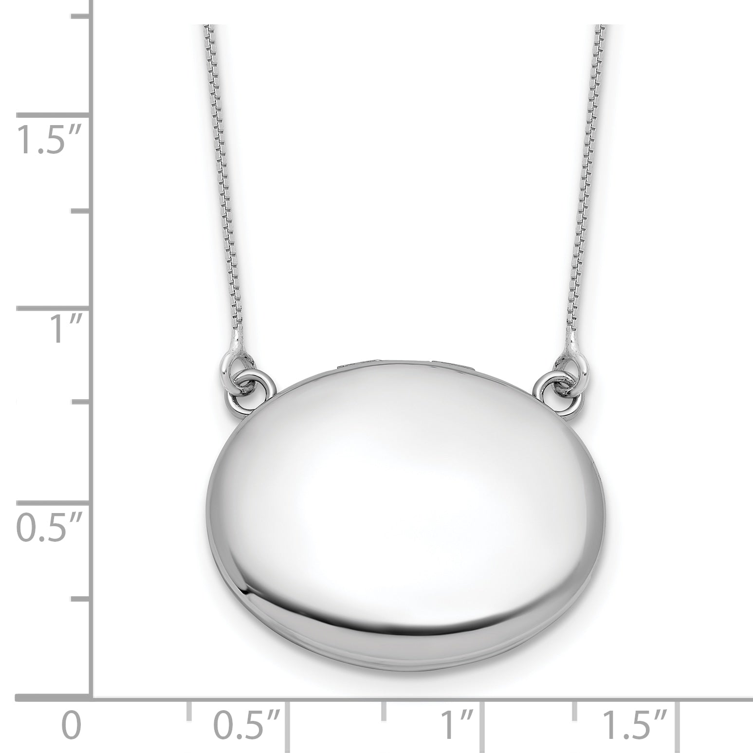 Sterling Silver Rhodium-plated Polished Front/Brushed Back 18.75 inch with 2 inch extension 20mm Oval Locket Necklace