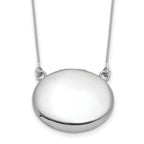 Sterling Silver Rhodium-plated Polished Front/Brushed Back 18.75 inch with 2 inch extension 20mm Oval Locket Necklace