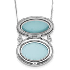 Sterling Silver Rhodium-plated Brushed with Border 18.75 inch with 2 inch extension 20mm Oval Locket Necklace