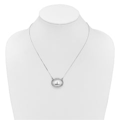 Sterling Silver Rhodium-plated Polished Front/Brushed Back 1/20 ct. Diamond Floral 18.75 inch with 2 inch ext. 20mm Oval Locket Necklace