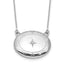Sterling Silver Rhodium-plated Polished Front/Brushed Back 1/20 ct. Diamond Floral 18.75 inch with 2 inch ext. 20mm Oval Locket Necklace