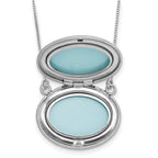 Sterling Silver Rhodium-plated Polished Front/Brushed Back 1/20 ct. Diamond 18.75 inch with 2 inch extension 20mm Oval Locket Necklace