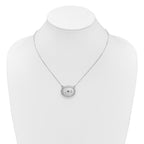 Sterling Silver Rhodium-plated Polished Front/Brushed Back 18.75 inch with 2 inch extension 20mm Oval Filigree Locket Necklace