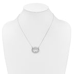 Sterling Silver Rhodium-plated Polished Front/Brushed Back Love To Moon and Back 18.75 inch with 2 inch ext. 20mm Oval Locket Necklace